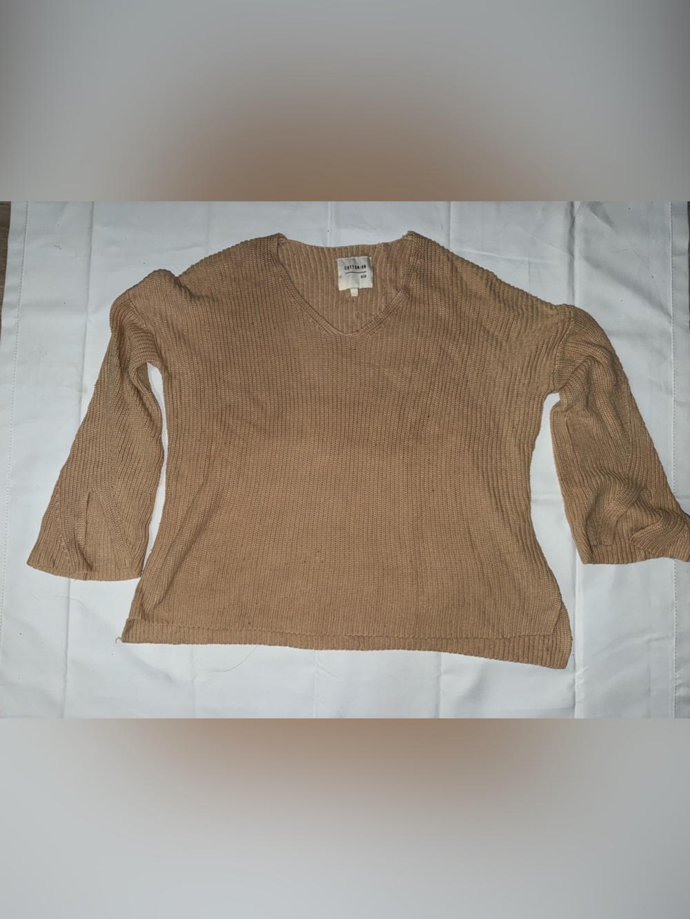 Cotton On Women's Ribbed V-Neck Sweater - Camel Brown